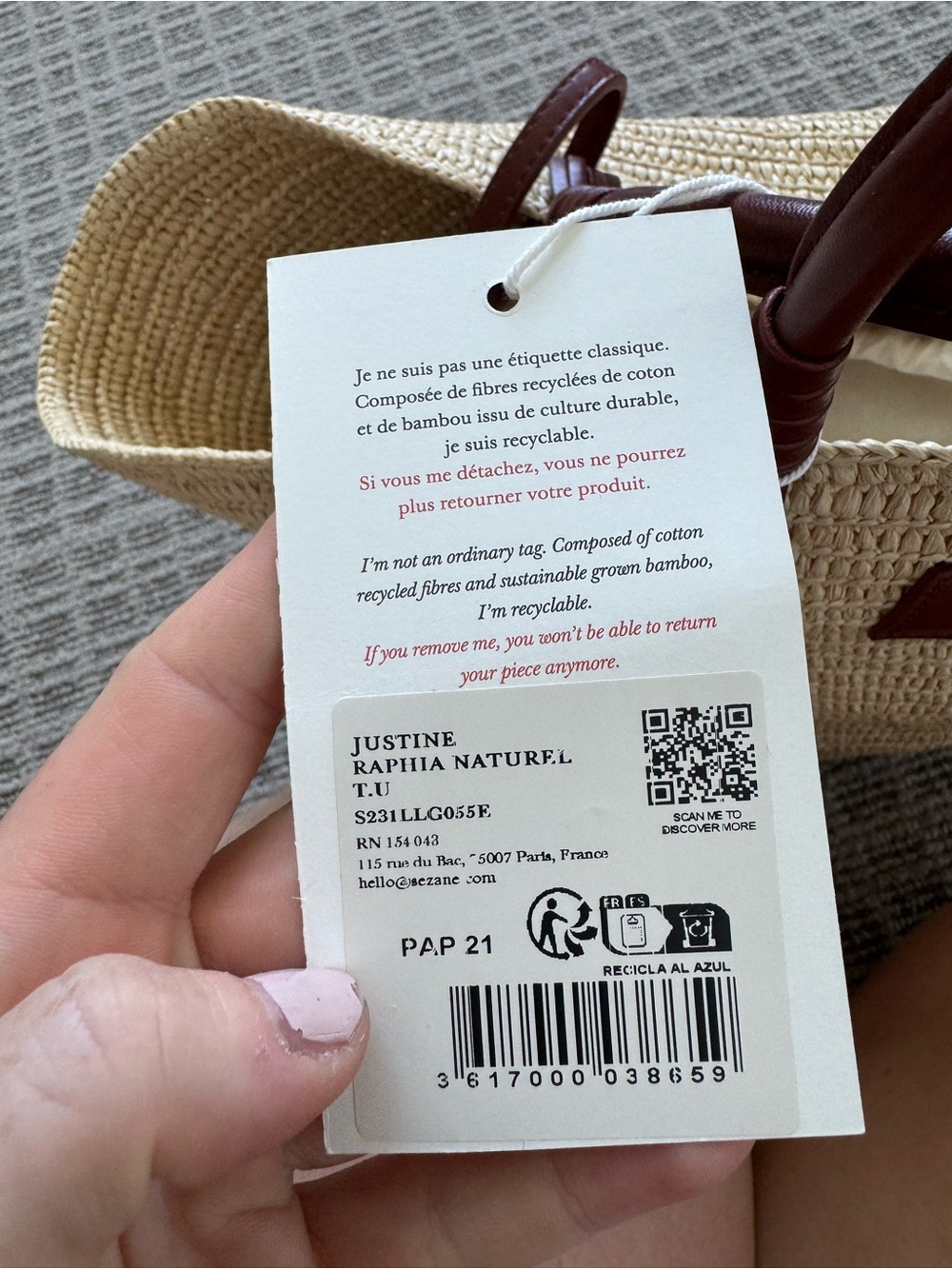 Sézane NWT Justine basket bag - Raffia - Picture 7 of 11